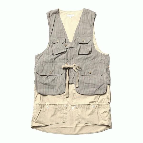 新品 Engineered Garments エンジニアードガーメンツ Game Vest - Nyco Mini Tattersall ゲームベスト ミニタッタ―ソールチェック M Khaki |  | 02