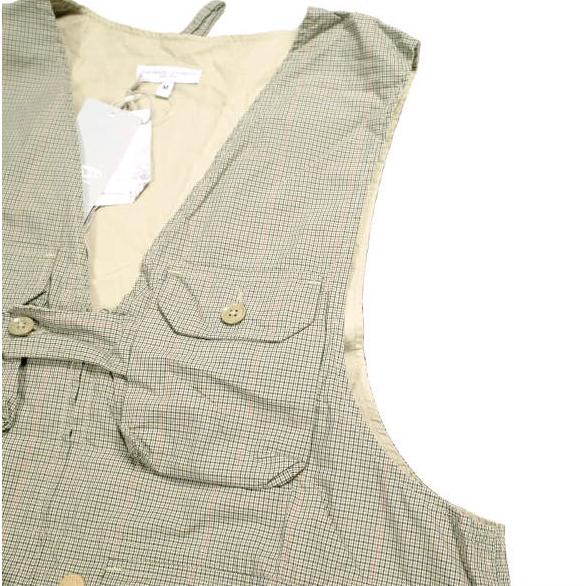 新品 Engineered Garments エンジニアードガーメンツ Game Vest - Nyco Mini Tattersall ゲームベスト ミニタッタ―ソールチェック M Khaki |  | 06