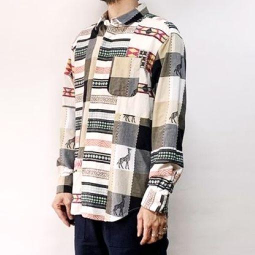 新品 Engineered Garments エンジニアードガーメンツ Combo Short Collar Shirt - Cotton Giraffe Jacquard コンボショートカラーシャツ S |  | 02