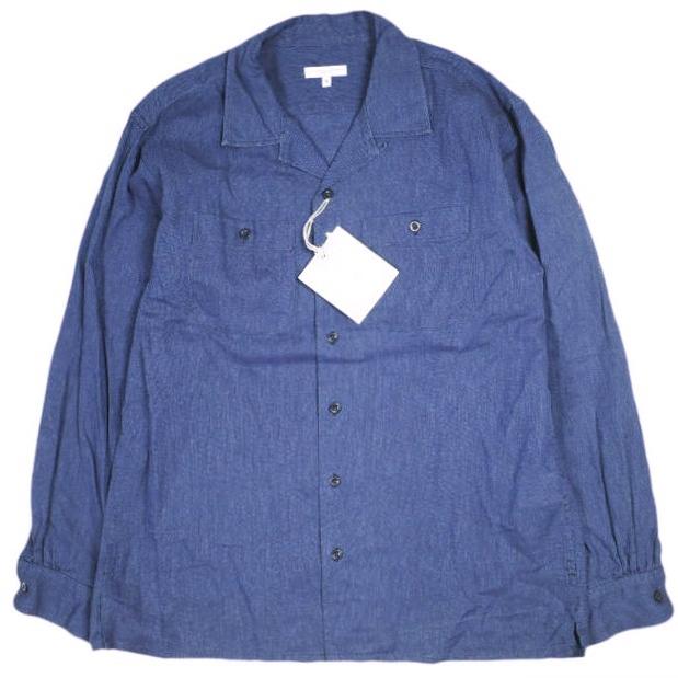 新品 Engineered Garments エンジニアードガーメンツ Classic Shirt - CL Solid クラシックシャツ コットンリネン ソリッド S Navy 開襟 | 