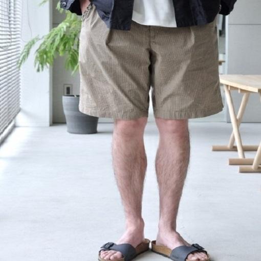 新品 Engineered Garments エンジニアードガーメンツ Sunset Short - Nyco Mini Tattersall サンセットショーツ S Khaki チェック パンツ |  | 02
