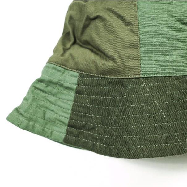 Engineered Garments エンジニアードガーメンツ Bucket Hat Cotton Ripstop コットンリップストップ バケットハット L Olive パッチワーク |  | 03