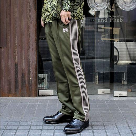 Needles ニードルス 日本製 Narrow Track Pant Poly Smooth ナロートラックパンツ ポリスムース HM227 M Olive イージー ジャージ ボトムス |  | 02