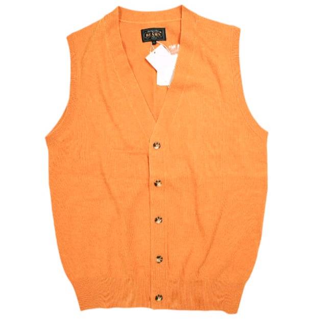 新品 BEAMS PLUS ビームスプラス Button Knit Vest Solid ボタン ニットベスト 11-05-0125-048 M ORANGE セーター ウール トップス g25373 | 