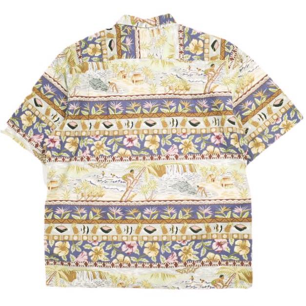 Reyn Spooner レインスプーナー 1980〜90s ダイヤモンドヘッドタグ ハワイアンシャツ M Beige/Navy ヴィンテージ 半袖 アロハシャツ 総柄 |  | 01