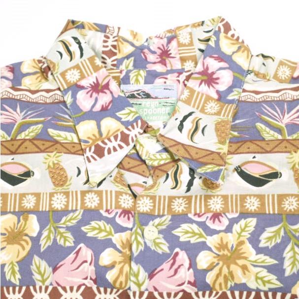 Reyn Spooner レインスプーナー 1980〜90s ダイヤモンドヘッドタグ ハワイアンシャツ M Beige/Navy ヴィンテージ 半袖 アロハシャツ 総柄 |  | 03