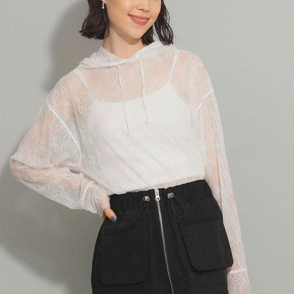 Ray BEAMS レイビームス 24AW レースシアーフーディー 61-14-0784-370 ONE SIZE WHITE プルオーバー シャツ パーカー トップス g25402 |  | 02