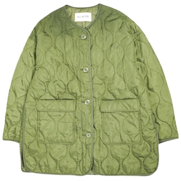 Ray BEAMS レイビームス キルティングノーカラーブルゾン 63-18-0121-111 ONE SIZE OLIVE コート アウター g25403 | 