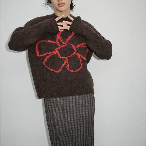 Paloma Wool パロマウール 23AW FLOREKE フラワー刺繍 アルパカクルーネックニット RJ9024 M BROWN セーター トップス g25409 |  | 02