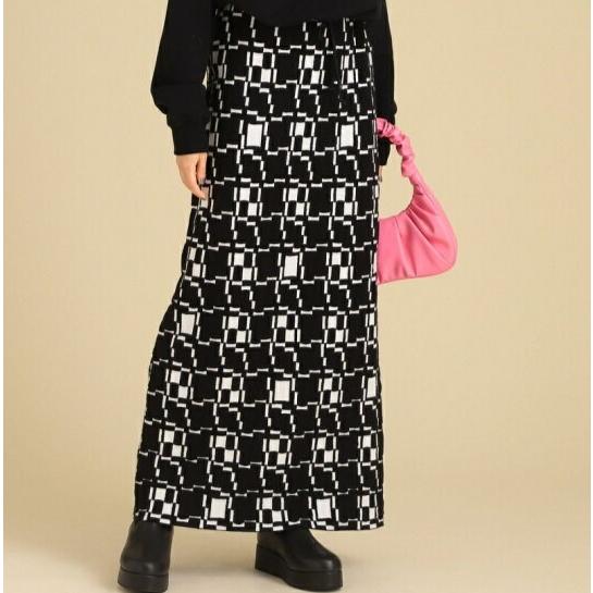 Ray BEAMS レイビームス 22AW ジオメトリックニットスカート 61-27-0052-370 Free BLACK ロング ボトムス g25416 |  | 02
