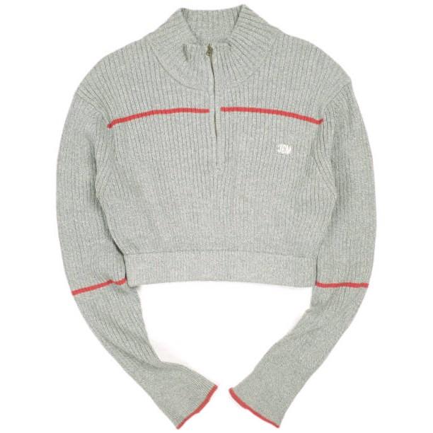 JUEMI ジュエミ EMB Half Zip Cropped Knit ハーフジップクロップドニット 3510615 Free グレー セーター プルオーバー トップス g25419 | 