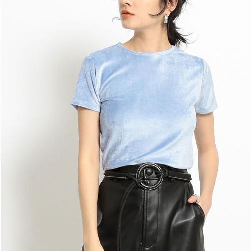 Ray BEAMS レイビームス 21SS ストレッチベロアTシャツ 63-04-0342-370 ONE SIZE BLUE 半袖 ベルベット カットソー トップス g25423 |  | 02