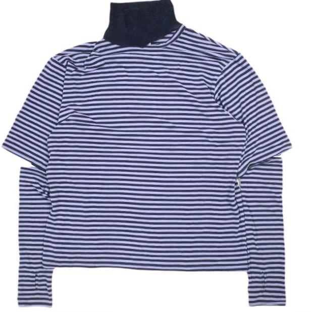 Name. x Ray BEAMS ネーム レイビームス 21AW 別注 日本製 ボーダーヘンリーネックカットソー NMCU-RB21AW-001 Free PURPLE 長袖 トップス | 