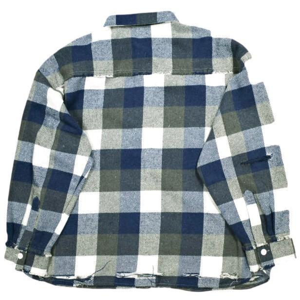 新品 Danke Schon ダンケシェーン 25AW FLANNEL DAMAGE SHIRTS BLOCK ダメージ加工 フランネルチェックシャツ UNS24033B-DS M ブルー 長袖 |  | 01