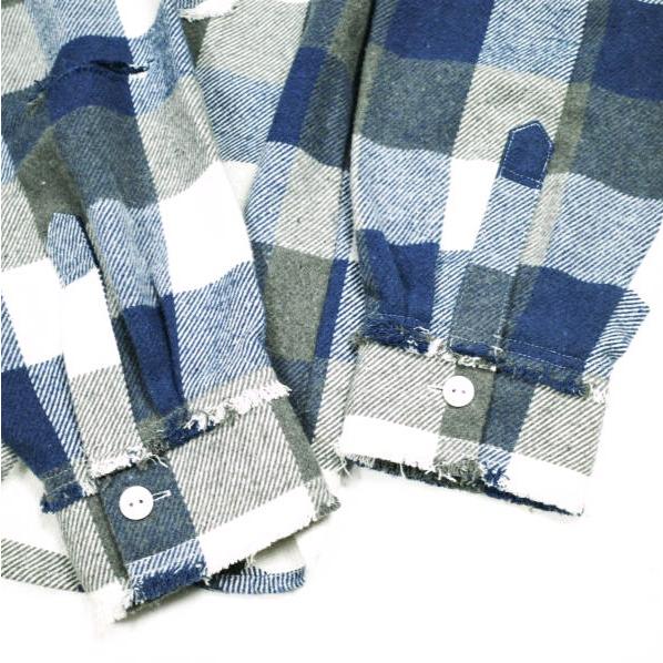 新品 Danke Schon ダンケシェーン 25AW FLANNEL DAMAGE SHIRTS BLOCK ダメージ加工 フランネルチェックシャツ UNS24033B-DS M ブルー 長袖 |  | 04