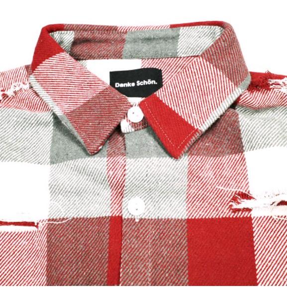 新品 Danke Schon ダンケシェーン 25AW FLANNEL DAMAGE SHIRTS BLOCK ダメージ加工 フランネルチェックシャツ UNS24033B-0DS M レッド 長袖 |  | 03