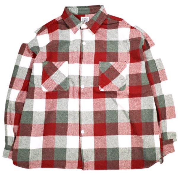新品 B omnivore ビーオムニボー 25AW BLOCK CHECK SHIRTS ブロックチェックシャツ UNS24033B-B0 L レッド 長袖 フランネル BEAVER g25467 | 