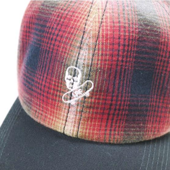 新品 Lucien Pellat-Finet ルシアンペラフィネ スカル刺繍 オンブレチェック6パネルキャップ RED ベースボール バックストラップ 帽子 |  | 02