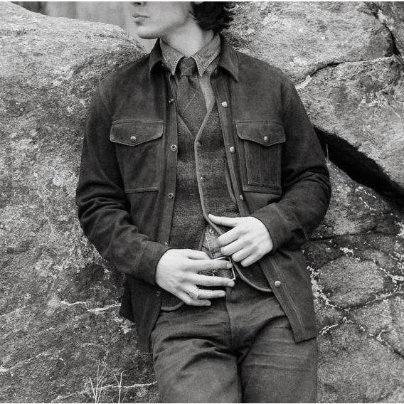 RRL ダブルアールエル 25AW ラフアウトスエード ワークシャツ MNRRWOV16820377 XS BLACK Double RL レザー ジャケット 定価346,500円 |  | 02