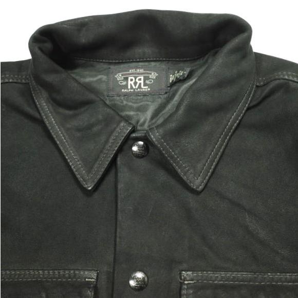RRL ダブルアールエル 25AW ラフアウトスエード ワークシャツ MNRRWOV16820377 XS BLACK Double RL レザー ジャケット 定価346,500円 |  | 04