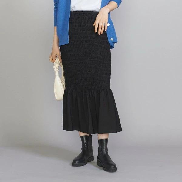 BEAUTY＆YOUTH UNITED ARROWS ビューティーアンドユース セルロースナイロン シャーリング ロングスカート 1624-105-3685 BLACK g25563 |  | 02