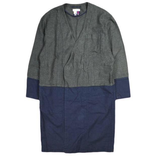 FACETASM ファセッタズム 日本製 バイカラーノーカラーコート 0A-C0-U01 S CHARCOAL/NAVY ガウン カーディガン アウター g25587 | 