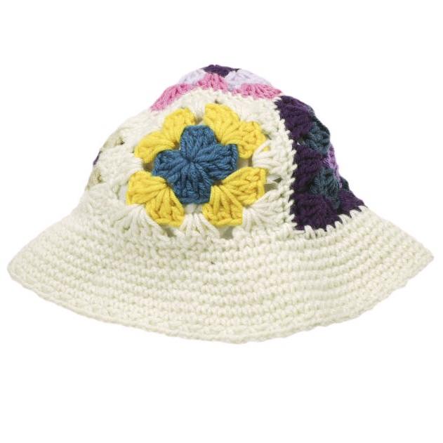G.B CALIFORNIA ジービーカリフォルニア アメリカ製 FLOWER BUCKET HAT 1点物 ハンドニットバケットハット IVORY/PURPLE(ASSORT) BEAMS BOY |  | 01