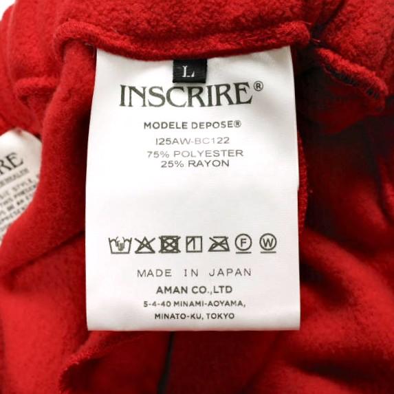 INSCRIRE アンスクリア 25AW 日本製 Fleece Loose Fit Track Pants フリースルーズフィットトラックパンツ I25AW-BC122 L RED ユニセックス |  | 07