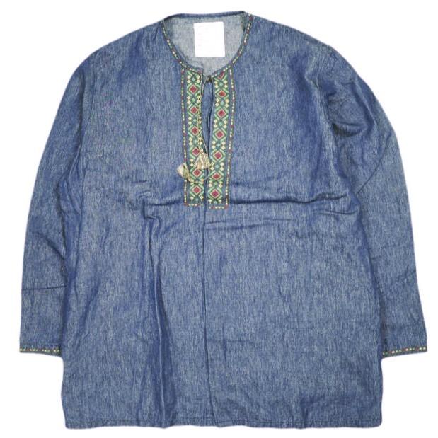 BLACKBIRD ブラックバード 23SS 日本製 fake pullover shirt デニム フェイクプルオーバーシャツ B-001-S02 1 Indigo 長袖 WHITE ALBUM. | 
