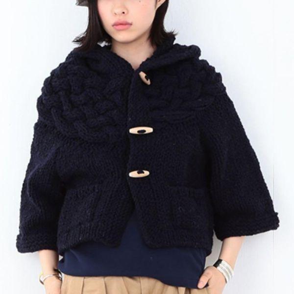 TORI-TO x BEAMS BOY トリト ビームスボーイ 別注 ケーブル編みニットショートダッフルコート 13-15-0269-702 36(M) NAVY ブルゾン |  | 02