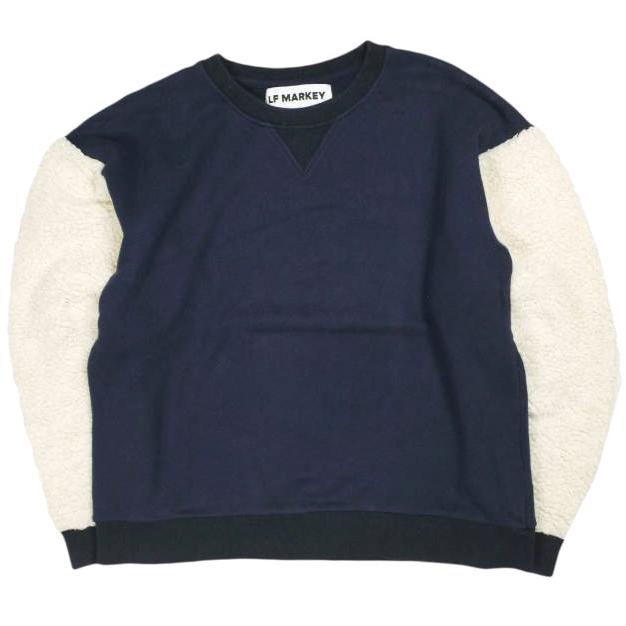 LF MARKEY エルエフマーキー ボアスリーブVガゼットスウェット 61-13-0250-447 UK10 US6 FR38 NAVY トレーナー プルオーバー 裏毛 トップス | 