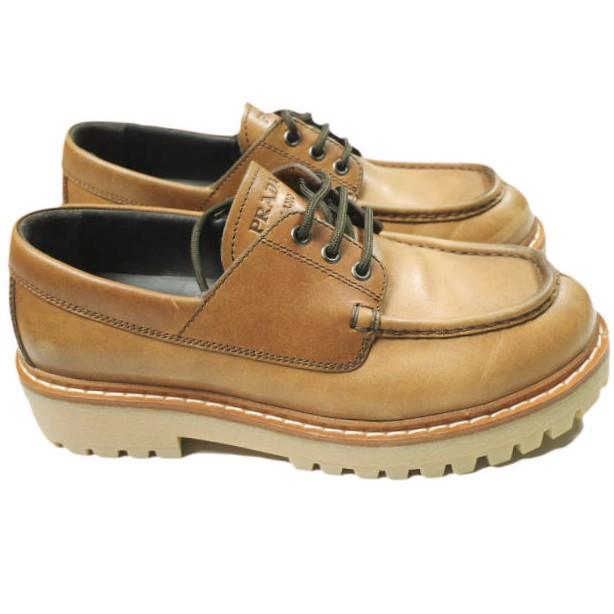 PRADA プラダ イタリア製 カーフレザーモックトゥレースアップシューズ 2EE416 070 81/2(27.5cm) COGNAC 外羽根 シューズ g25769 |  | 02