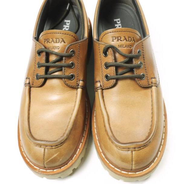 PRADA プラダ イタリア製 カーフレザーモックトゥレースアップシューズ 2EE416 070 81/2(27.5cm) COGNAC 外羽根 シューズ g25769 |  | 04