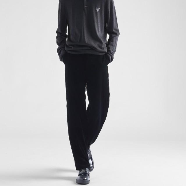 PRADA プラダ Velvet Drawstring Pants アップリケロゴ ベルベットドローストリングパンツ SPH180 S221 1Z6A M BLACK ベロア イージー |  | 03