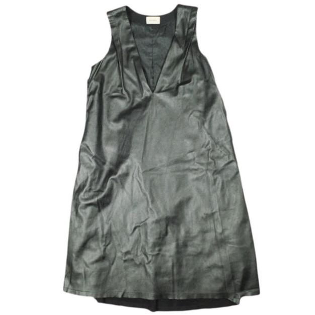 maturely マチュアリー 19AW Vegan Leather Dress ヴィーガンレザードレス 13-26-0803-202 ONE SIZE BLACK BEAMS ノースリーブ ワンピース | 