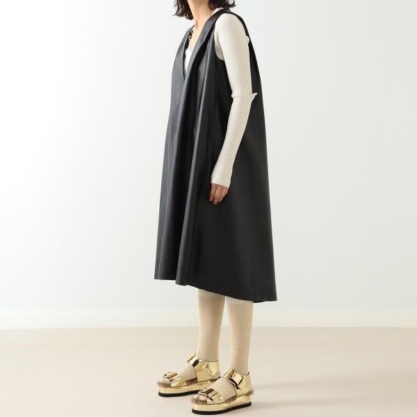 maturely マチュアリー 19AW Vegan Leather Dress ヴィーガンレザードレス 13-26-0803-202 ONE SIZE BLACK BEAMS ノースリーブ ワンピース |  | 02
