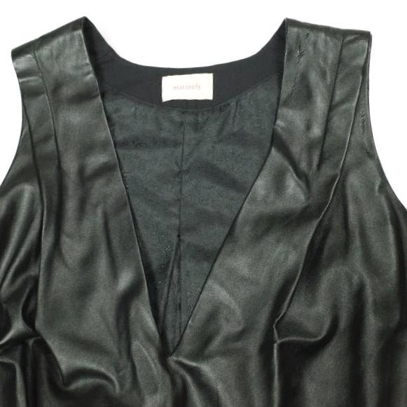 maturely マチュアリー 19AW Vegan Leather Dress ヴィーガンレザードレス 13-26-0803-202 ONE SIZE BLACK BEAMS ノースリーブ ワンピース |  | 04