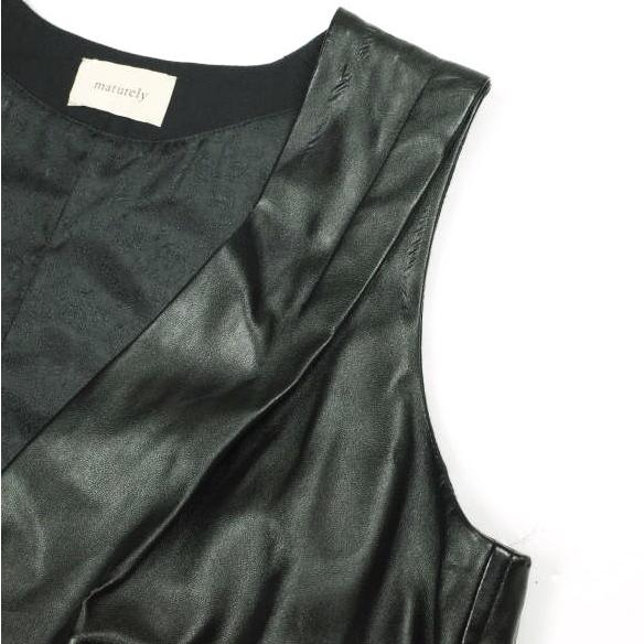 maturely マチュアリー 19AW Vegan Leather Dress ヴィーガンレザードレス 13-26-0803-202 ONE SIZE BLACK BEAMS ノースリーブ ワンピース |  | 07
