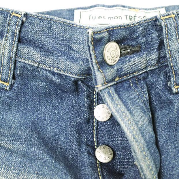 Tu es mon TRESOR トゥ エ モン トレゾア 日本製 ANTIQUE JEANS 3YEAR サイドリボン デニムパンツ AJC-3Y 2 Indigo caqu サキュウ ジーンズ |  | 04