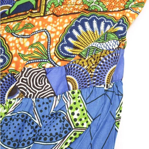 the khaki ザ・カーキ フランス製 African Print Dress アフリカンプリントラップワンピース Free ORANGE/BLUE バティック BEAMS Planets |  | 05