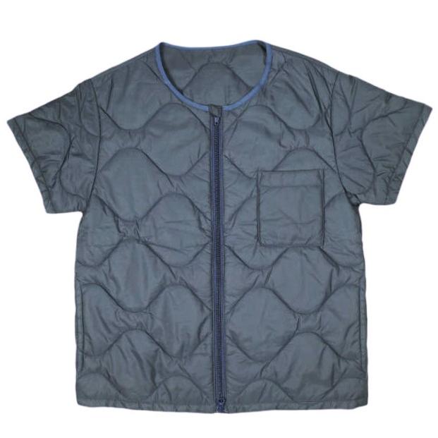 Sanca x BEAMS BOY サンカ ビームスボーイ 別注 日本製 ナイロンキルト ショートスリーブジャケット S14FVT03BOY NAVY キルティング | 