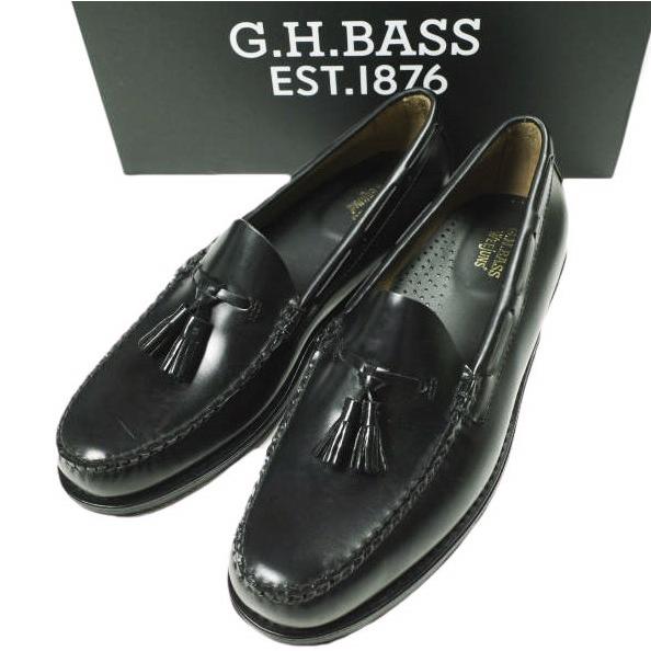 新品 G.H.BASS ジーエイチバス 11015H LARKIN (LEATHER SOLE) ラーキン タッセルローファー US10.5(28.5cm) BLACK Weejuns レザー シューズ | 