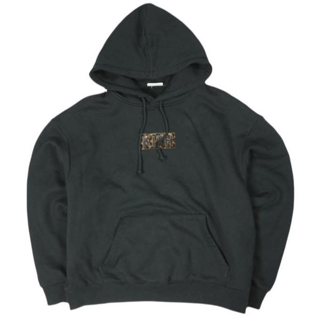KITH NYC キス 25AW Classic Logo Leopard Applique Nelson Hoodie クラシックロゴ レオパードアップリケ ネルソン フーディー M Black | 