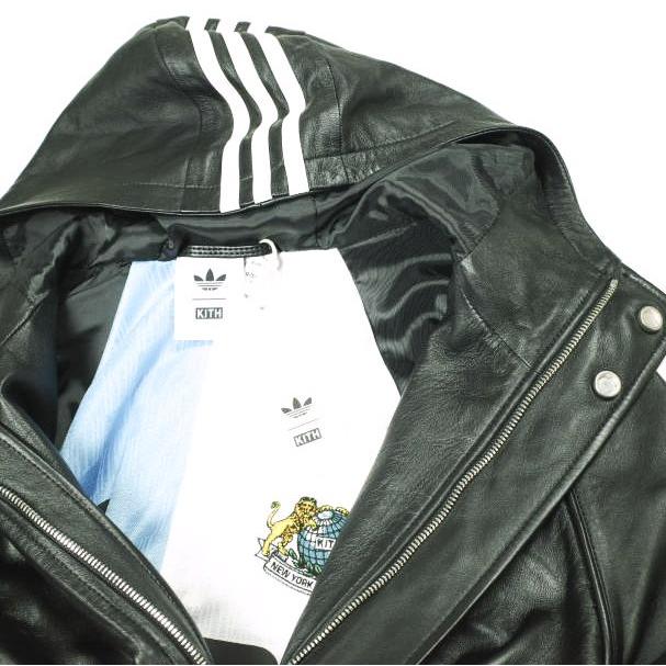 新品 KITH NYC x adidas キス アディダス 25SS Football Stadium Coat レザー フットボールスタジアムコート JD7940 M BLACK 定価275,000円 |  | 05
