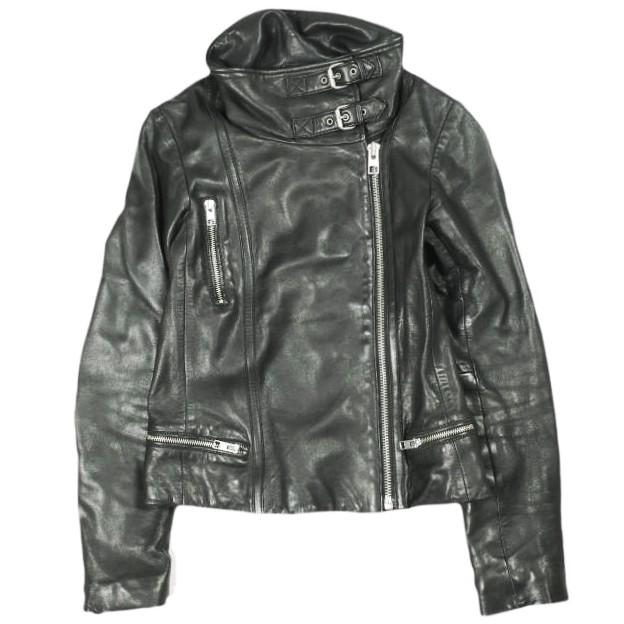 ALLSAINTS オールセインツ BALES BIKER ベールスバイカー ラムレザージャケット WL116E UK6 BLACK 革ジャン ダブル ライダース アウター | 