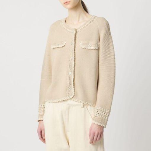 Pheeta フィータ 26SS Lacey Cardigan ガーター編みクルーネックカーディガン PH015C-HN1 / 8928-6-000000 Free BEIGE ニット トップス |  | 02