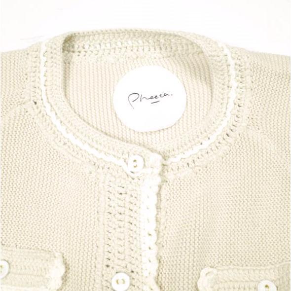 Pheeta フィータ 26SS Lacey Cardigan ガーター編みクルーネックカーディガン PH015C-HN1 / 8928-6-000000 Free BEIGE ニット トップス |  | 04