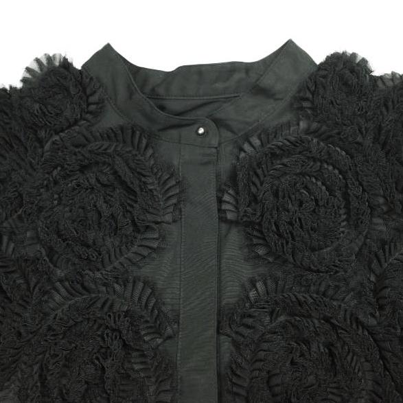 UNITED ARROWS ユナイテッドアローズ フラワーチュールブラウス 1521-199-1440 38 BLACK 長袖 バンドカラー シャツ トップス g26074 |  | 03
