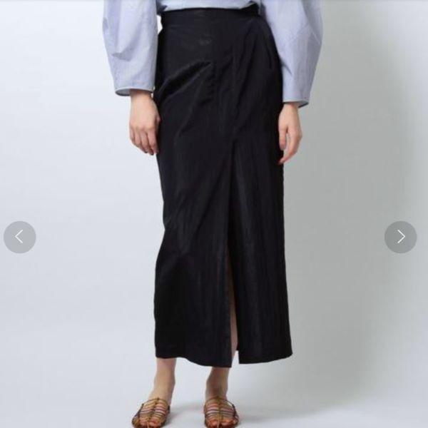 Steven Alan スティーブンアラン 日本製 SATIN TIGHT LONG SKIRT サテンタイトロングスカート 8224-242-0063 S ネイビー イージー スリット |  | 02