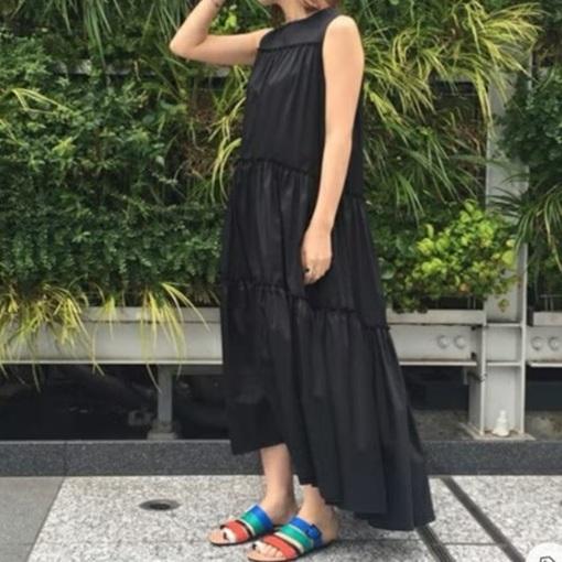 ASTRAET アストラット 日本製 クルーネック ティアード ワンピース 5426-270-0115 Free BLACK UNITED ARROWS ノースリーブ ドレス トップス |  | 02